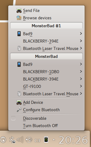 Sceenshot showing multiple adapter support in BlueDevil 2.0